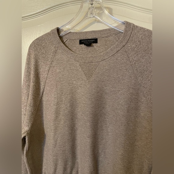 Banana Republic Organic Cotton Sweater Men’s Large Beige Hero Texture Crewneck - Picture 2 of 6